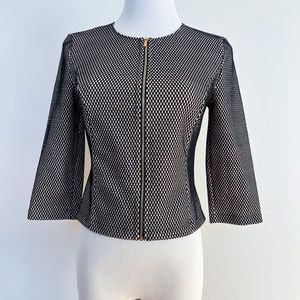 Wolford | Panama Crop Zipper Jacket Cardigan Black Beige Stretch 6 59778-32